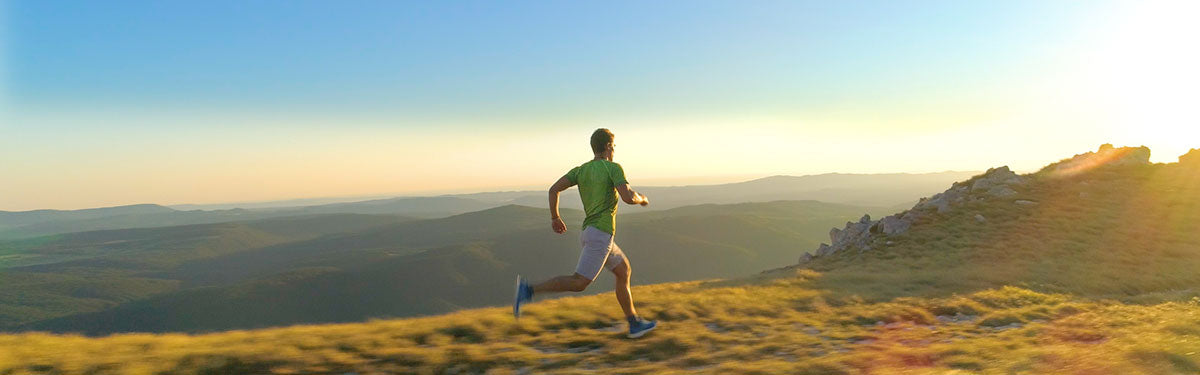 Man running after eating the best mushroom supplements for natural energy