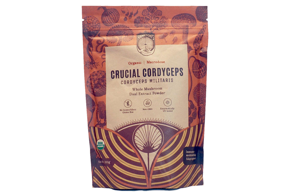Crucial Cordyceps packaging for Hamilton's Mushrooms