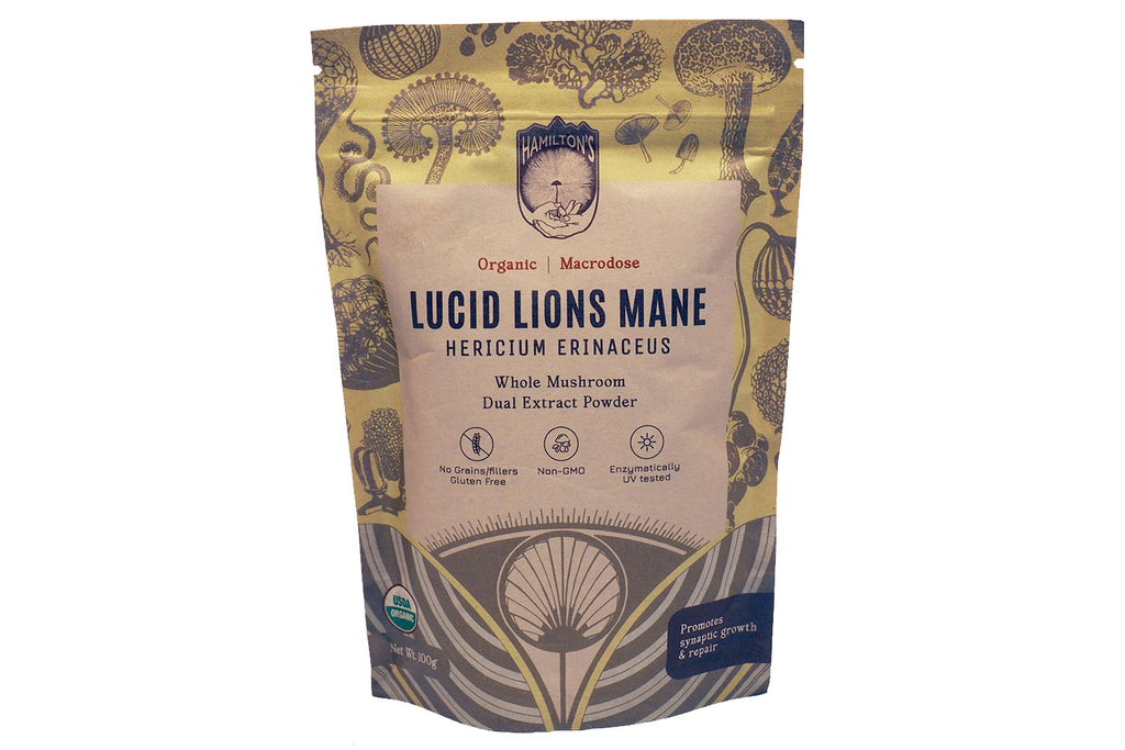 Lucid Lions Mane packaging for Hamilton's Mushrooms