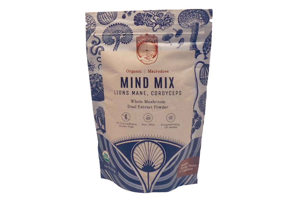 Mind Mix packaging for Hamilton's Mushrooms