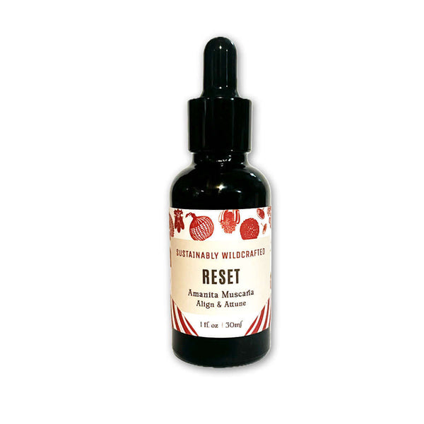 Hamilton's RESET (A. Muscaria) Tincture Front Label | Natural Calm | Stress Relief