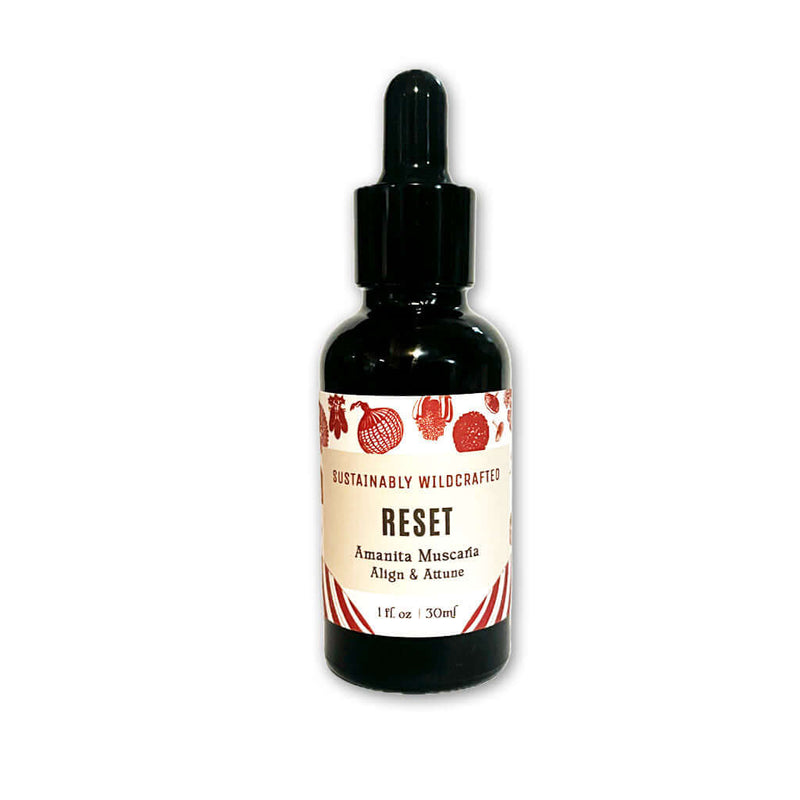 Hamilton's RESET (A. Muscaria) Tincture Front Label | Natural Calm | Stress Relief