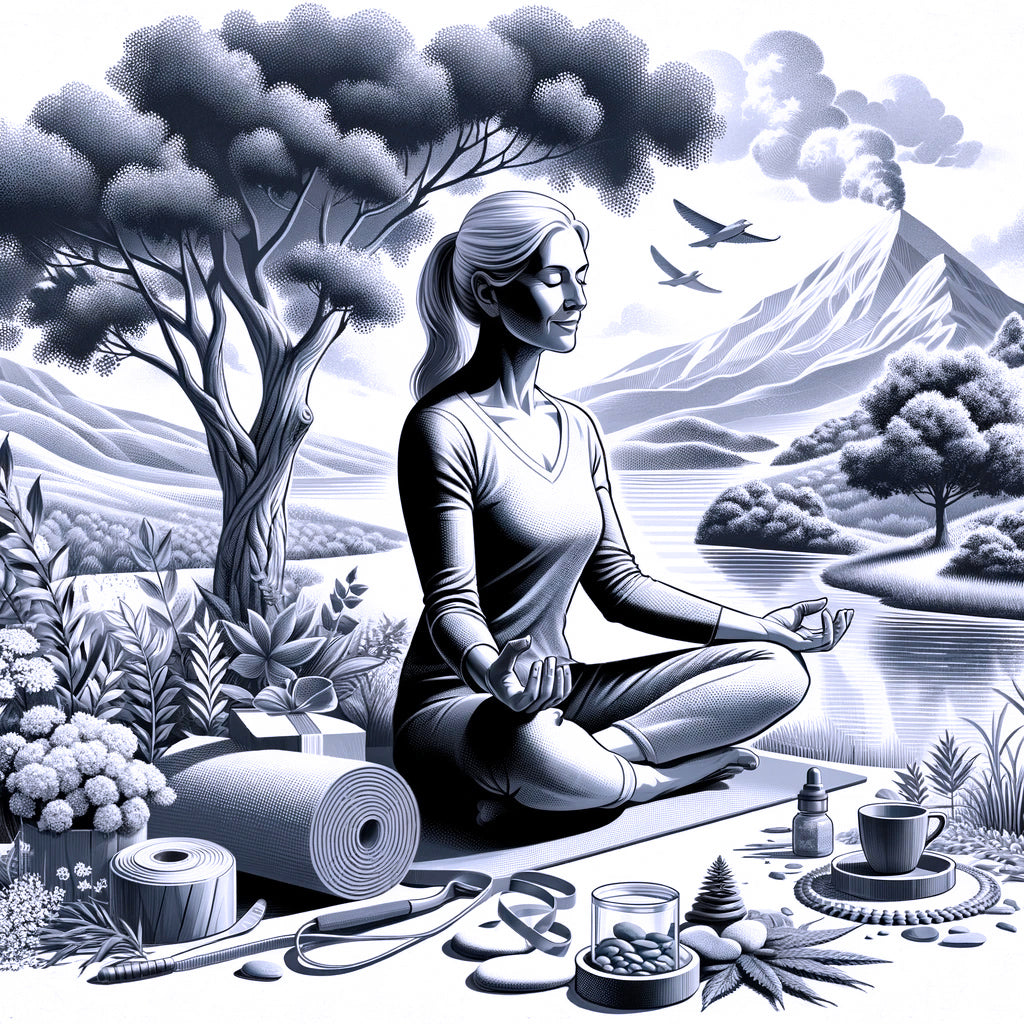 A computer generated image depicting a woman meditating to relieve stress.