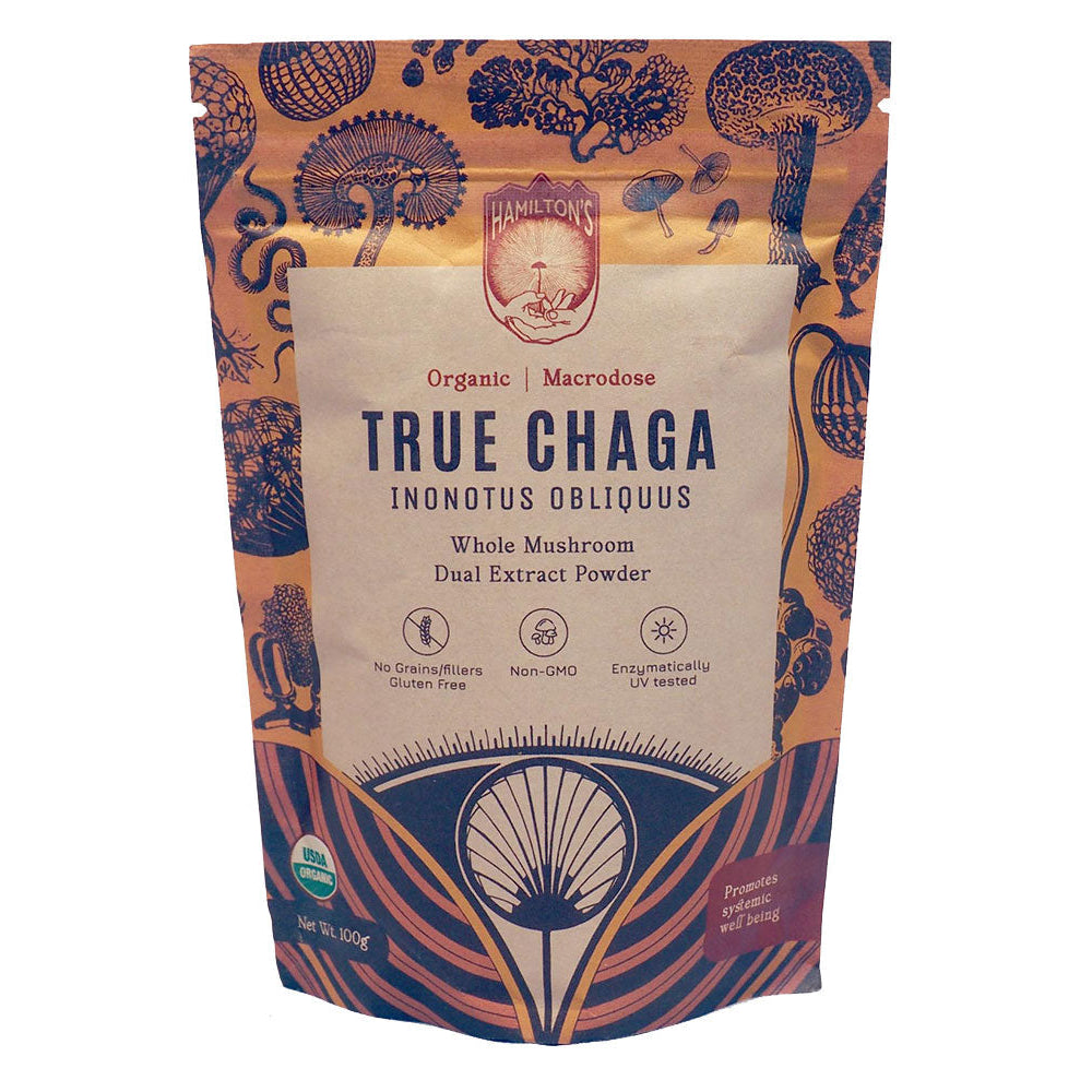 Hamilton's Mushrooms | True Chaga | Skin | Hair | Immune Health | Front Packaging