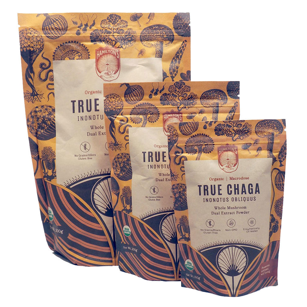 Hamilton's Mushrooms | True Chaga | Skin | Hair | Immune Health | Three Bag Sizes