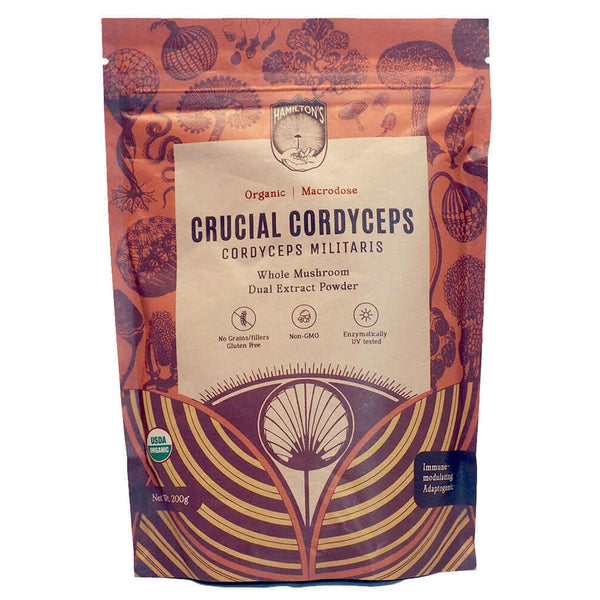 Crucial Cordyceps packaging for Hamilton's Mushrooms