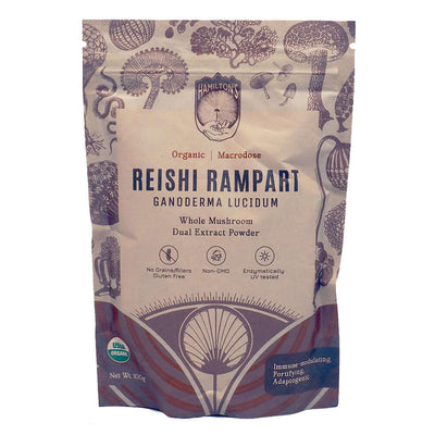 Reishi Rampart packaging for Hamilton's Mushrooms: Front